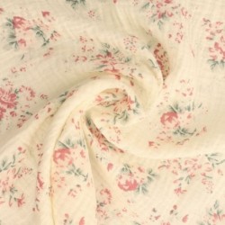 Tissu Fioretti Double Gaze Imprimée Fleurs