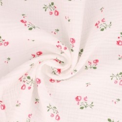 Tissu Double Gaze Imprimée Fleurs
