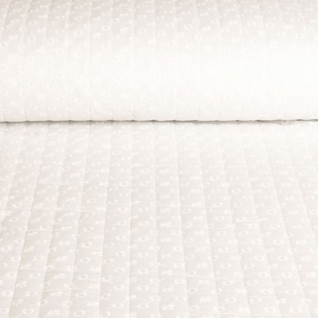 Tissu Broderie Anglaise Matelassé Simple Face Blanc