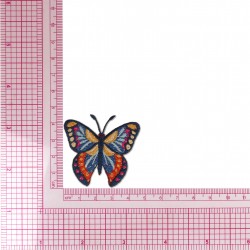 Ecusson papillon - Bleu fushia