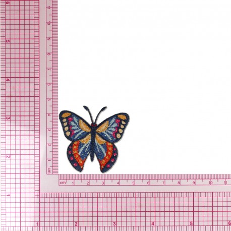 Ecusson papillon - Bleu fushia