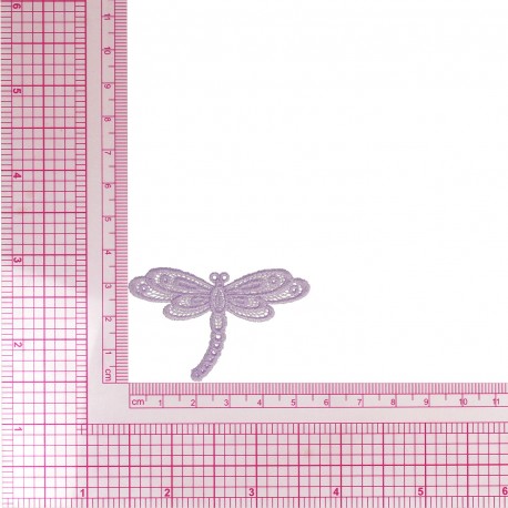 Ecusson libellule dentelle - Lilas