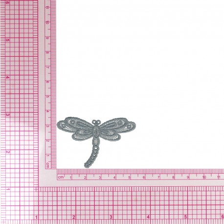 Ecusson libellule dentelle - Gris anodique