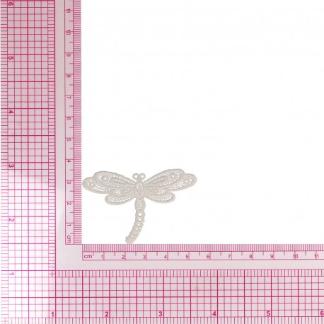 Ecusson libellule dentelle - Blanc