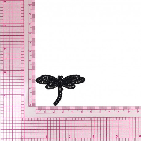 Ecusson libellule dentelle - Noir