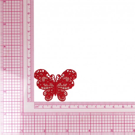 Ecusson papillon dentelle - Rouge
