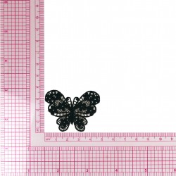 Ecusson papillon dentelle - Noir
