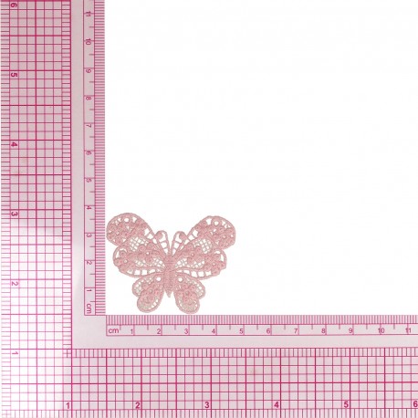 Ecusson papillon dentelle - Rose