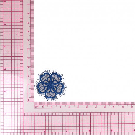 Ecusson fleur dentelle - Bleu
