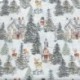 Tissu Jacquard Kiruna Sapin et maison Lurex Argent