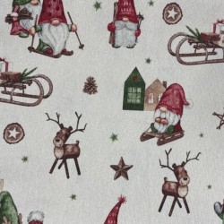 Tissu Imprimé David Lutin et cerf Lurex Or 