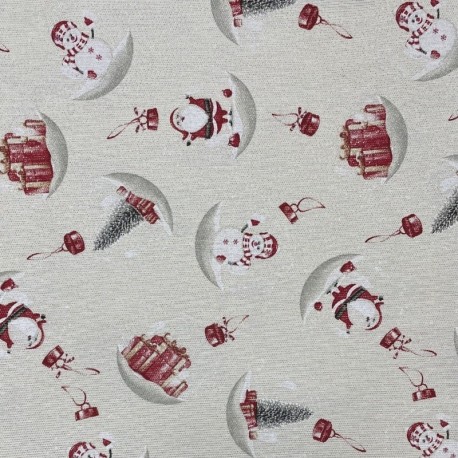Tissu Imprimé Cold Bonhomme de Neige Lurex Or