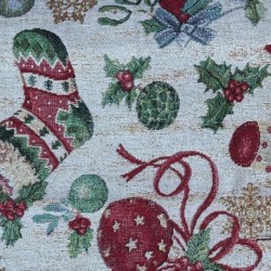 Tissu Jacquard Botas Botte de Noël Lurex Argent 