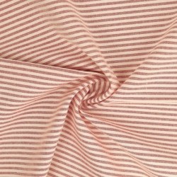 Tissu Chemise Coton lin Fine Rayure Rouille