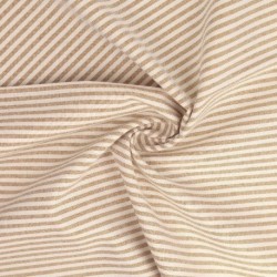 Tissu Chemise Coton lin Fine Rayure Beige 
