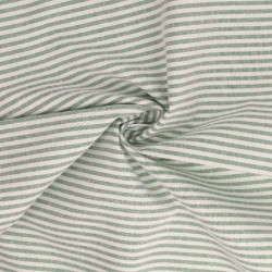 Tissu Chemise Coton lin Fine Rayure Vert 