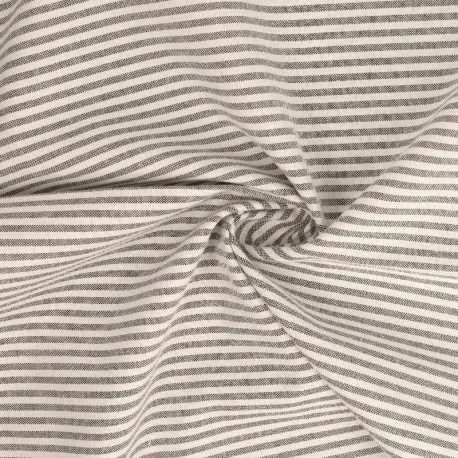 Tissu Chemise Coton lin Fine Rayure Gris 