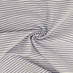 Tissu Chemise Coton lin Fine Rayure Bleu