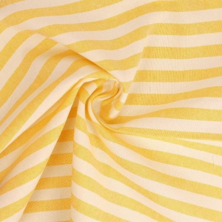 Tissu Chemise Coton lin Grande Rayure Jaune