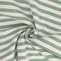 Tissu Chemise Coton lin Grande Rayure Vert