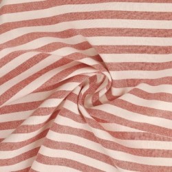 Tissu Chemise Coton lin Grande Rayure Rouille 