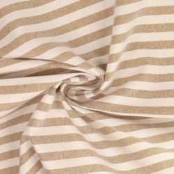 Tissu Chemise Coton lin Grande Rayure Beige 