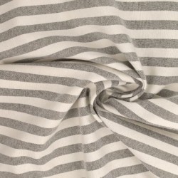 Tissu Chemise Coton lin Grande Rayure Gris 