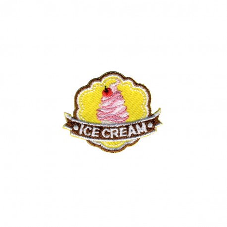 Badge ice cream - Fond rose