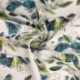 Tissu Popeline de Coton Impression Digitale Floral Bleu et Vert
