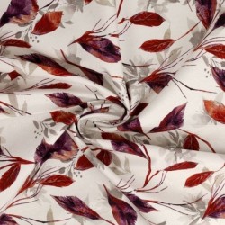 Tissu Popeline de Coton Impression Digitale Végétal Rouille