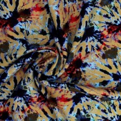 Tissu Viscose Impression Digitale Tie and Dye Jaune