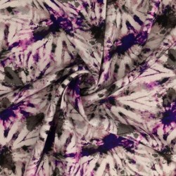 Tissu Viscose Impression Digitale Tie and Dye Violet