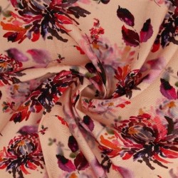 Tissu Viscose Impression Digitale Floral Rose