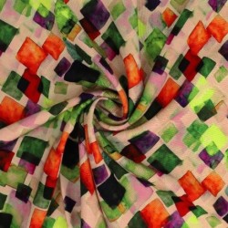 Tissu Viscose Impression Digitale Carré Multicolore