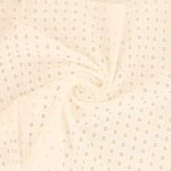 Tissu Broderie Anglaise Coton Lutosa Ivoire 