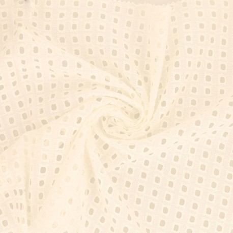 Tissu Broderie Anglaise Coton Lutosa Ivoire 