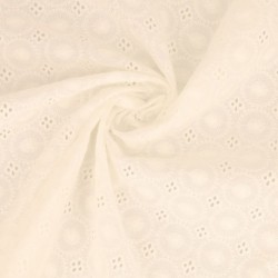 Tissu Broderie Anglaise Coton Ameria Ivoire