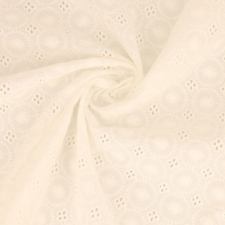 Tissu Broderie Anglaise Coton Ameria Ivoire