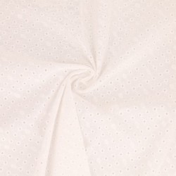 Tissu Broderie Anglaise Coton Nola Blanc 