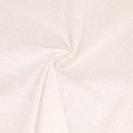 Tissu Broderie Anglaise Coton Nola Blanc 