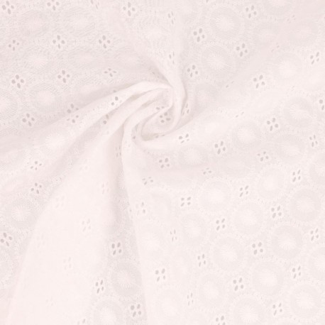 Tissu Broderie Anglaise Coton Ameria Blanc