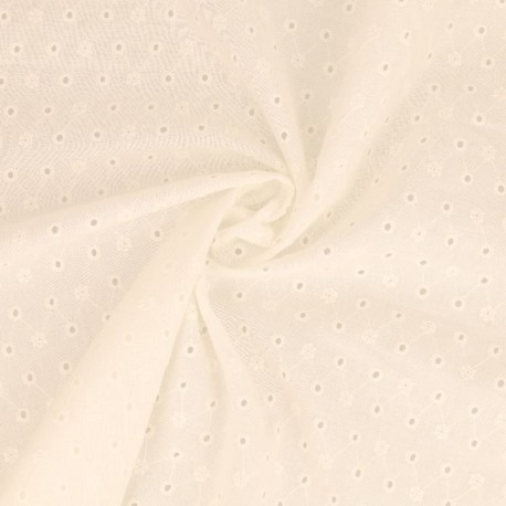 Tissu Broderie Anglaise Coton Baelo Ivoire 
