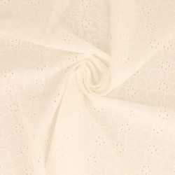 Tissu Broderie Anglaise Coton Divio Ivoire
