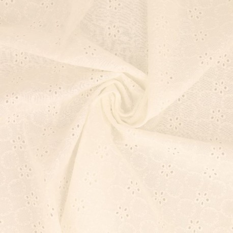Tissu Broderie Anglaise Coton Divio Ivoire