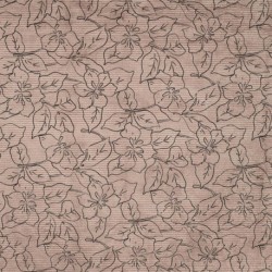 Tissu Velours Côtelé Imprimé Fleurs Taupe