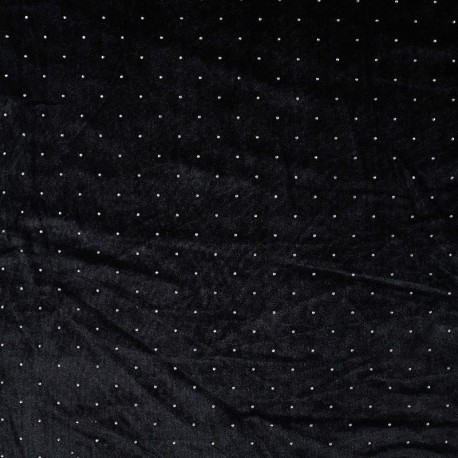 Tissu Velours Lisse Noir Avec Strass