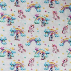Tissu Imprimé Unicorn Effet 3d Ecru 