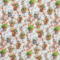 Tissu Imprimé Pots Effet 3d Ecru 
