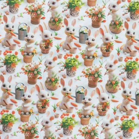 Tissu Imprimé Pots Effet 3d Ecru 
