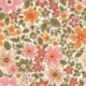 Tissu Popeline Impression Digitale Fleurs Kaki et rose 